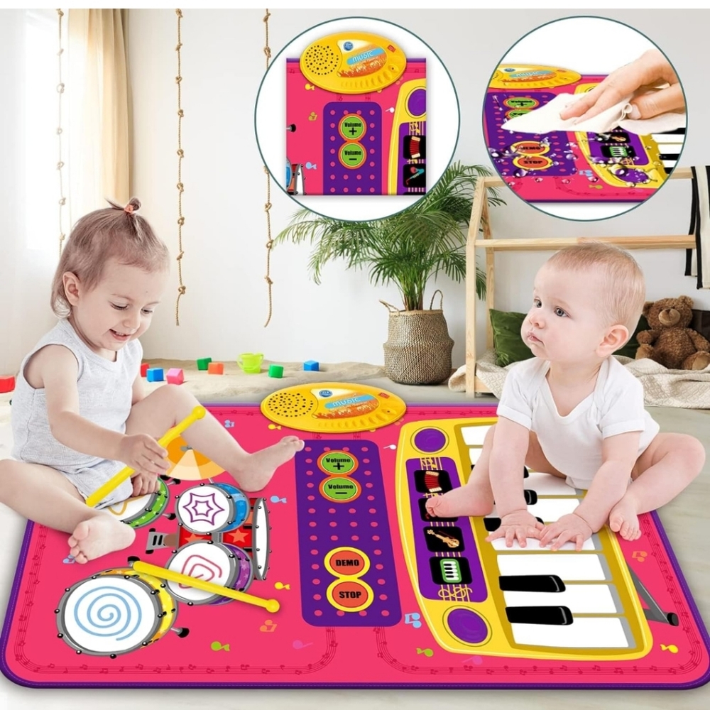 Kid Toys Touch Play Learn Singing Piano & Drum Keyboard Music Carpet Mat Blanket